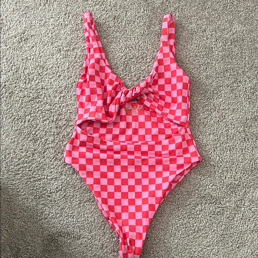 Skatie Chloe Daytona Red and Pink Checkered One Piece